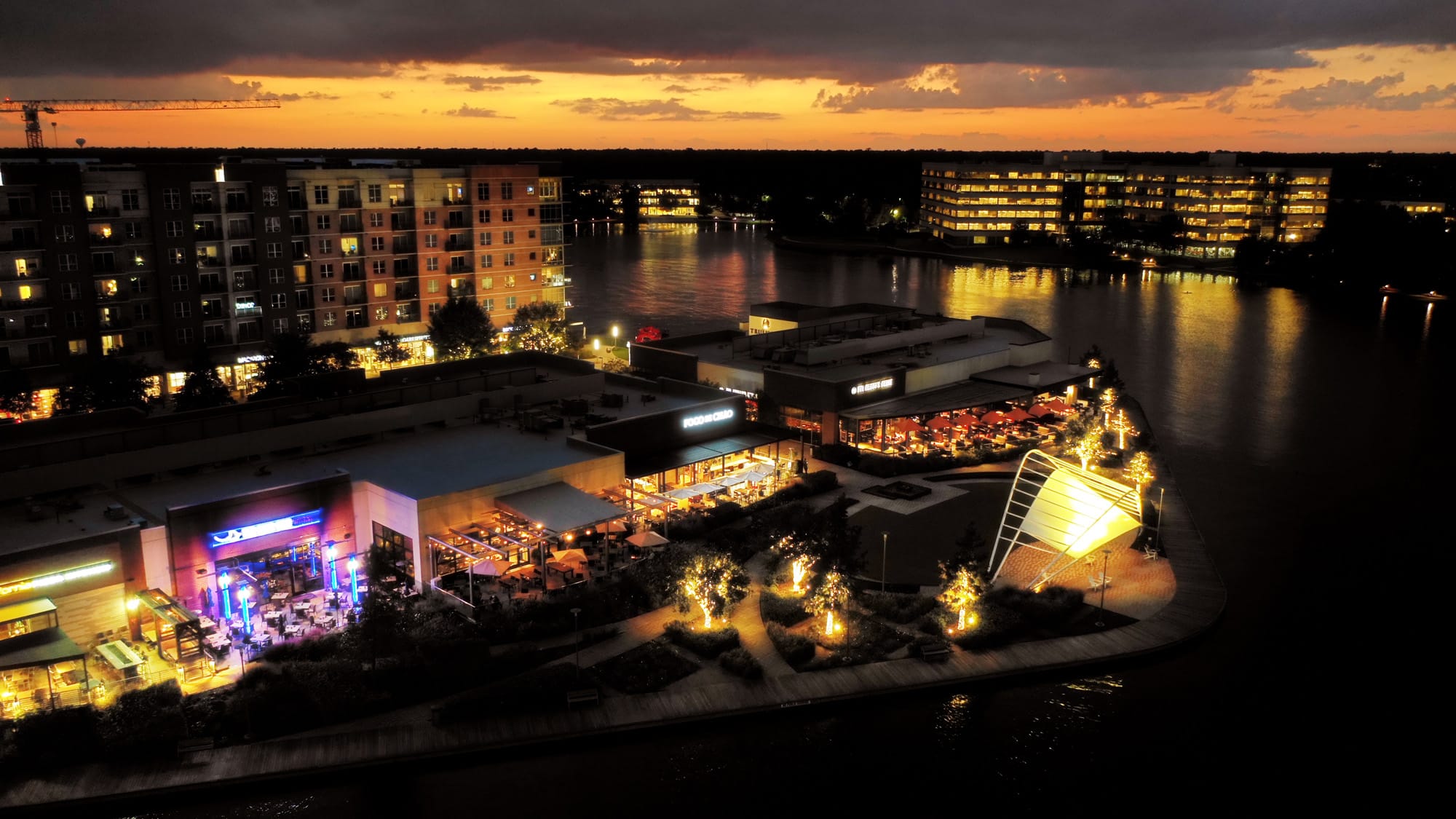Hughes Landing Restaurant Row Night
