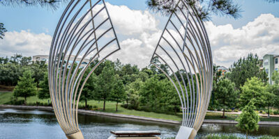 Proud Souls art bench located in The Woodlands, TX
