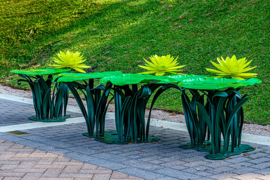 The Lily Pad art bench in The Woodlands, TX